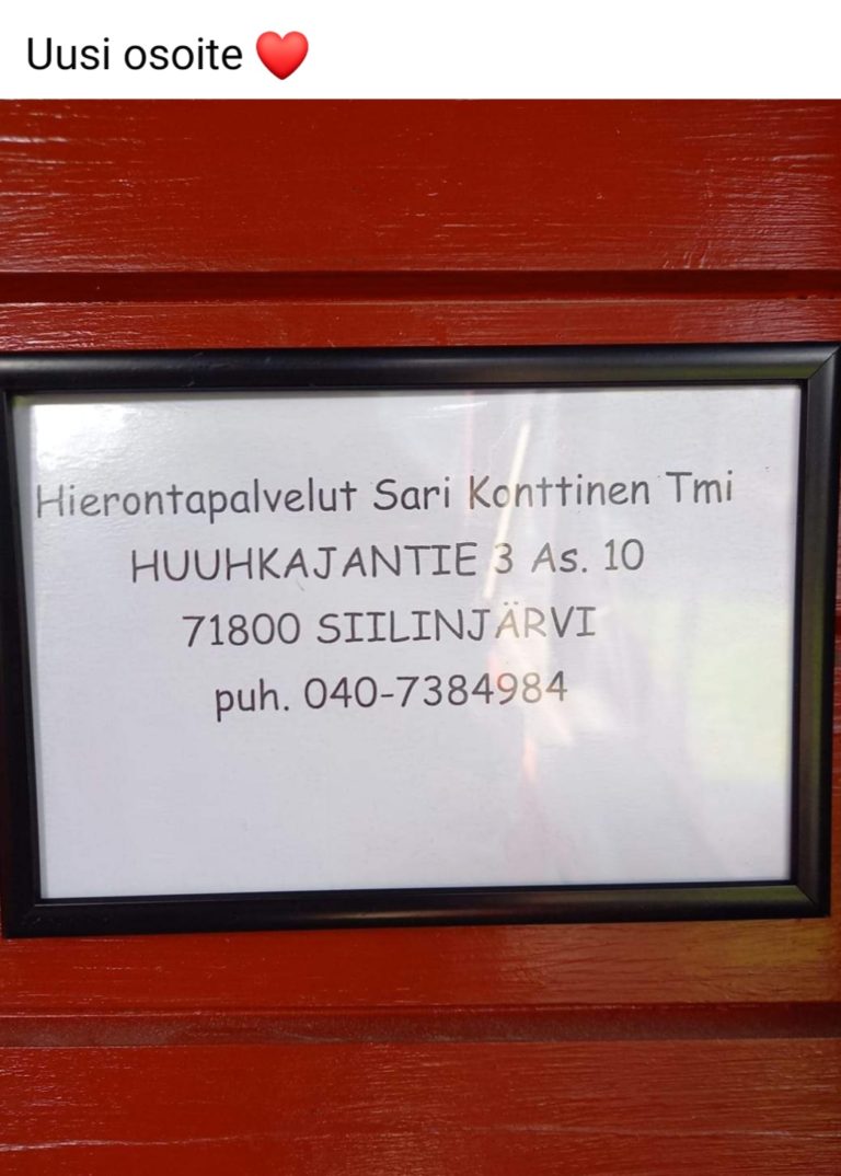 Hierontapalvelut pääsääntöisesti toimipisteelläni Siilinjärvellä. Mutta tarpeen tullen teen myös kotikäyntejä.